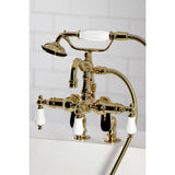 Vintage Three-Handle 2-Hole Deck Mount Clawfoot Tub Faucet with Hand Shower