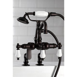 Vintage Three-Handle 2-Hole Deck Mount Clawfoot Tub Faucet with Hand Shower