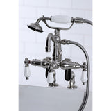 Vintage Three-Handle 2-Hole Deck Mount Clawfoot Tub Faucet with Hand Shower