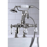 Vintage Three-Handle 2-Hole Deck Mount Clawfoot Tub Faucet with Hand Shower