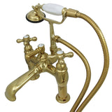 Vintage Two-Handle 2-Hole Deck Mount Clawfoot Tub Faucet with Hand Shower