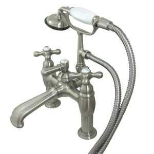 Vintage Two-Handle 2-Hole Deck Mount Clawfoot Tub Faucet with Hand Shower
