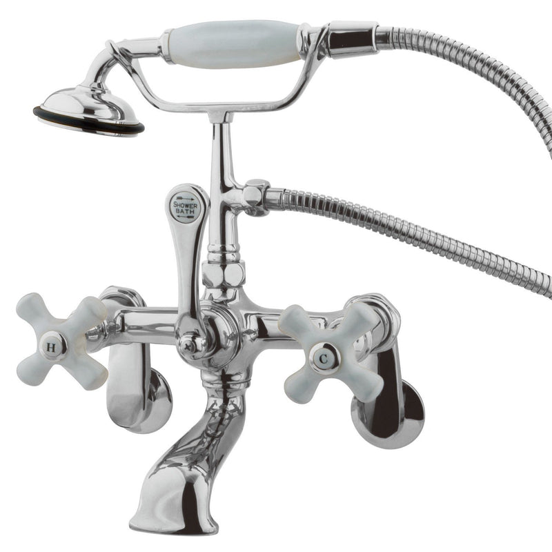 Vintage Three-Handle 2-Hole Tub Wall Mount Clawfoot Tub Faucet with Hand Shower