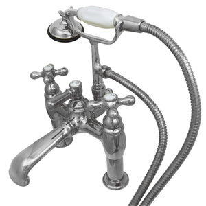 Vintage Two-Handle 2-Hole Deck Mount Clawfoot Tub Faucet with Hand Shower