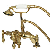 Vintage Three-Handle 2-Hole Deck Mount Clawfoot Tub Faucet with Hand Shower