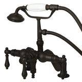 Vintage Three-Handle 2-Hole Deck Mount Clawfoot Tub Faucet with Hand Shower