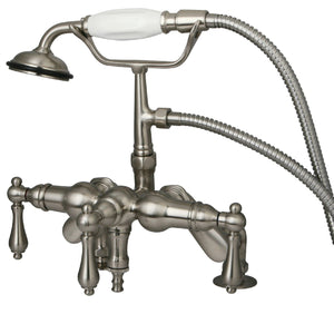 Vintage Three-Handle 2-Hole Deck Mount Clawfoot Tub Faucet with Hand Shower