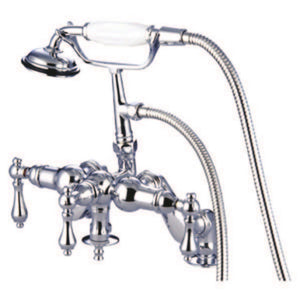 Vintage Three-Handle 2-Hole Deck Mount Clawfoot Tub Faucet with Hand Shower