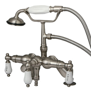 Vintage Three-Handle 2-Hole Deck Mount Clawfoot Tub Faucet with Hand Shower