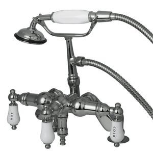 Vintage Three-Handle 2-Hole Deck Mount Clawfoot Tub Faucet with Hand Shower