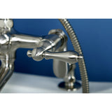 Vintage Three-Handle 2-Hole Deck Mount Clawfoot Tub Faucet with Hand Shower
