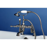 Vintage Three-Handle 2-Hole Deck Mount Clawfoot Tub Faucet with Hand Shower