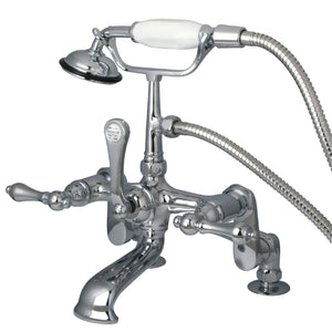 Vintage Three-Handle 2-Hole Deck Mount Clawfoot Tub Faucet with Hand Shower