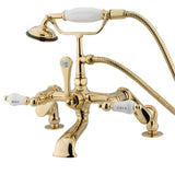 Vintage Three-Handle 2-Hole Deck-Mount Clawfoot Tub Faucet with Hand Shower