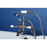 Vintage Three-Handle 2-Hole Deck-Mount Clawfoot Tub Faucet with Hand Shower