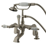 Vintage Three-Handle 2-Hole Deck-Mount Clawfoot Tub Faucet with Hand Shower