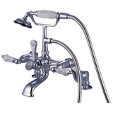 Vintage Three-Handle 2-Hole Deck-Mount Clawfoot Tub Faucet with Hand Shower