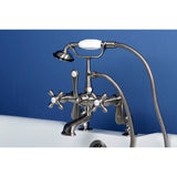 Vintage Three-Handle 2-Hole Deck-Mount Clawfoot Tub Faucet with Hand Shower