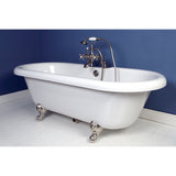 Vintage Three-Handle 2-Hole Deck-Mount Clawfoot Tub Faucet with Hand Shower
