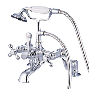 Vintage Three-Handle 2-Hole Deck-Mount Clawfoot Tub Faucet with Hand Shower