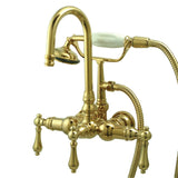 Vintage Three-Handle 2-Hole Tub Wall Mount Clawfoot Tub Faucet with Hand Shower