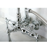 Vintage Three-Handle 2-Hole Tub Wall Mount Clawfoot Tub Faucet with Hand Shower