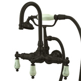 Vintage Three-Handle 2-Hole Tub Wall Mount Clawfoot Tub Faucet with Hand Shower