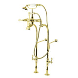 Vintage Three-Handle 2-Hole Freestanding Clawfoot Tub Faucet Package with Supply Line and Stop Valve
