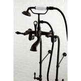 Vintage Three-Handle 2-Hole Freestanding Clawfoot Tub Faucet Package with Supply Line and Stop Valve