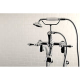 Vintage Three-Handle 2-Hole Freestanding Clawfoot Tub Faucet Package with Supply Line and Stop Valve