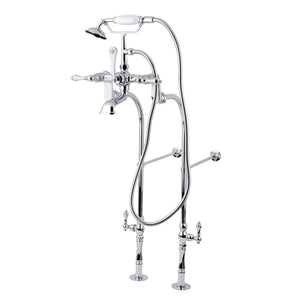 Vintage Three-Handle 2-Hole Freestanding Clawfoot Tub Faucet Package with Supply Line and Stop Valve