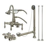 Vintage Two-Handle 2-Hole Deck Mount Clawfoot Tub Faucet Package with Supply Line