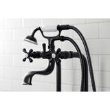 Kingston Three-Handle 2-Hole Freestanding Clawfoot Tub Faucet Package with Supply Line and Stop Valve