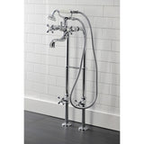 Kingston Three-Handle 2-Hole Freestanding Clawfoot Tub Faucet Package with Supply Line and Stop Valve