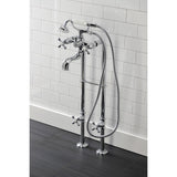 Kingston Three-Handle 2-Hole Freestanding Clawfoot Tub Faucet Package with Supply Line and Stop Valve