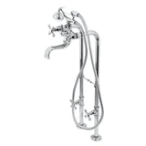 Kingston Three-Handle 2-Hole Freestanding Clawfoot Tub Faucet Package with Supply Line and Stop Valve