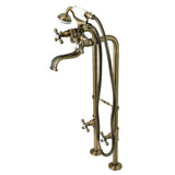 Kingston Three-Handle 2-Hole Freestanding Clawfoot Tub Faucet Package with Supply Line and Stop Valve