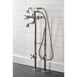 Kingston Three-Handle 2-Hole Freestanding Clawfoot Tub Faucet Package with Supply Line and Stop Valve