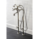 Kingston Three-Handle 2-Hole Freestanding Clawfoot Tub Faucet Package with Supply Line and Stop Valve