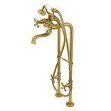 Kingston Three-Handle 2-Hole Freestanding Clawfoot Tub Faucet Package with Supply Line and Stop Valve