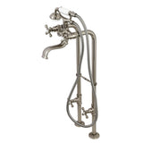 Kingston Three-Handle 2-Hole Freestanding Clawfoot Tub Faucet Package with Supply Line and Stop Valve