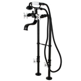 Kingston Three-Handle 2-Hole Freestanding Clawfoot Tub Faucet Package with Supply Line and Stop Valve