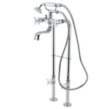 Kingston Three-Handle 2-Hole Freestanding Clawfoot Tub Faucet Package with Supply Line and Stop Valve