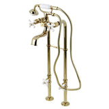 Kingston Three-Handle 2-Hole Freestanding Clawfoot Tub Faucet Package with Supply Line and Stop Valve