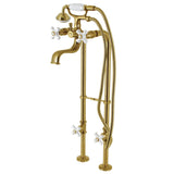 Kingston Three-Handle 2-Hole Freestanding Clawfoot Tub Faucet Package with Supply Line and Stop Valve