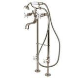 Kingston Three-Handle 2-Hole Freestanding Clawfoot Tub Faucet Package with Supply Line and Stop Valve