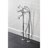 Essex Three-Handle 2-Hole Freestanding Clawfoot Tub Faucet Package with Supply Line and Stop Valve