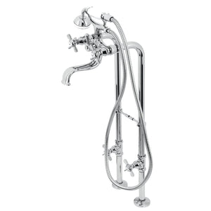 Essex Three-Handle 2-Hole Freestanding Clawfoot Tub Faucet Package with Supply Line and Stop Valve