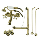 Vintage Two-Handle 2-Hole Tub Wall Mount Clawfoot Tub Faucet Package with Supply Line and Hand Shower