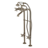 Kingston Three-Handle 2-Hole Freestanding Tub Faucet with Supply Line and Stop Valve